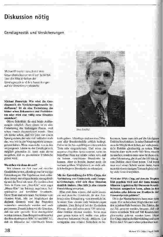 Diskussion nötig Gendiagnostik und Versicherungen