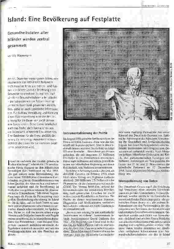 Island: Eine Bevölkerung auf Festplatte Gesundheitsdaten aller Isländer werden zentral gesammelt