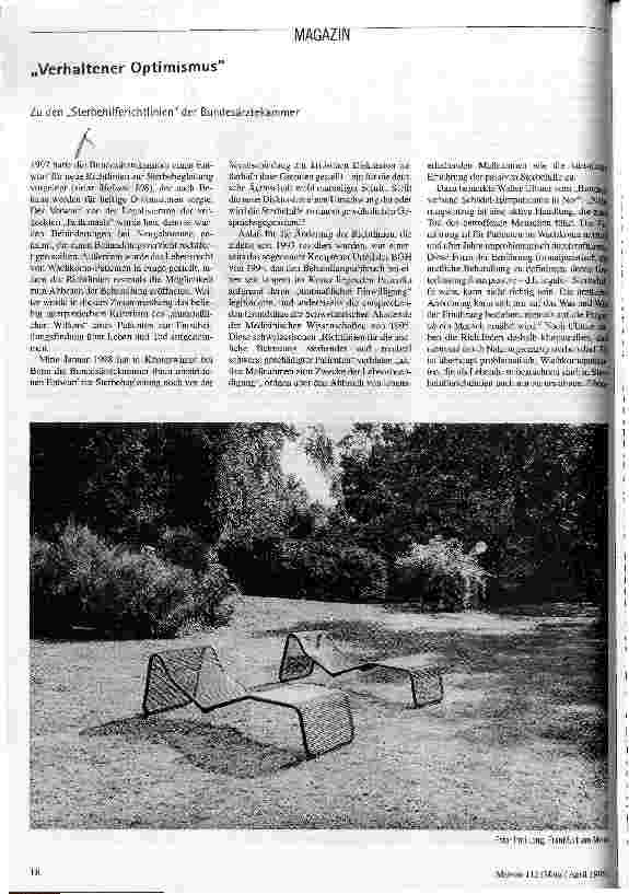 Verhaltener Optimismus Zu den Sterbehilferichtlinien der Bundesärztekammer