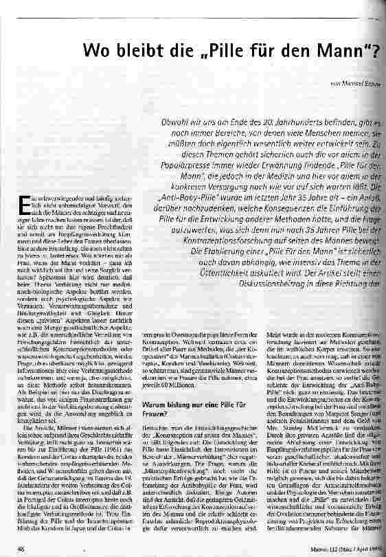 Wo bleibt die Pille für den Mann?