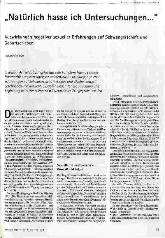 Natürlich hasse ich Untersuchungen ... Auswirkungen negativer sexueller Erfahrungen auf Schwangerschaft und Geburtserleben