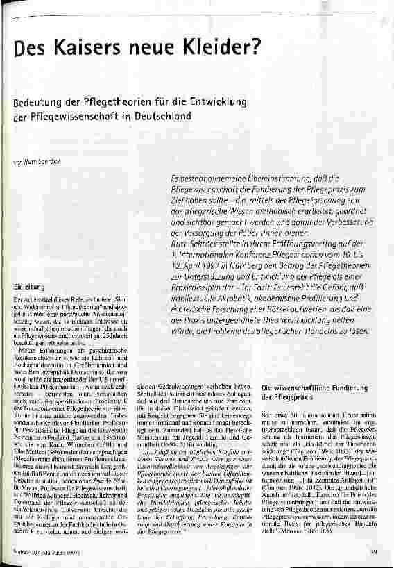 Des Kaisers neue Kleider? Bedeutung der Pflegetheorien für die Entwicklung der Pflegewissenschaft in Deutschland