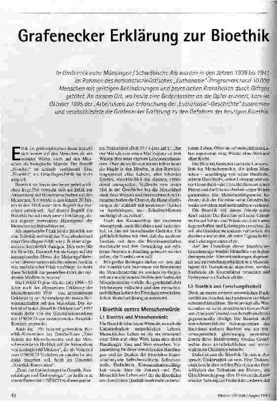 Grafenecker Erklärung zur Bioethik