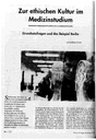 Zur ethischen Kultur im Medizinstudium Grundsatzfragen und das Beispiel Berlin