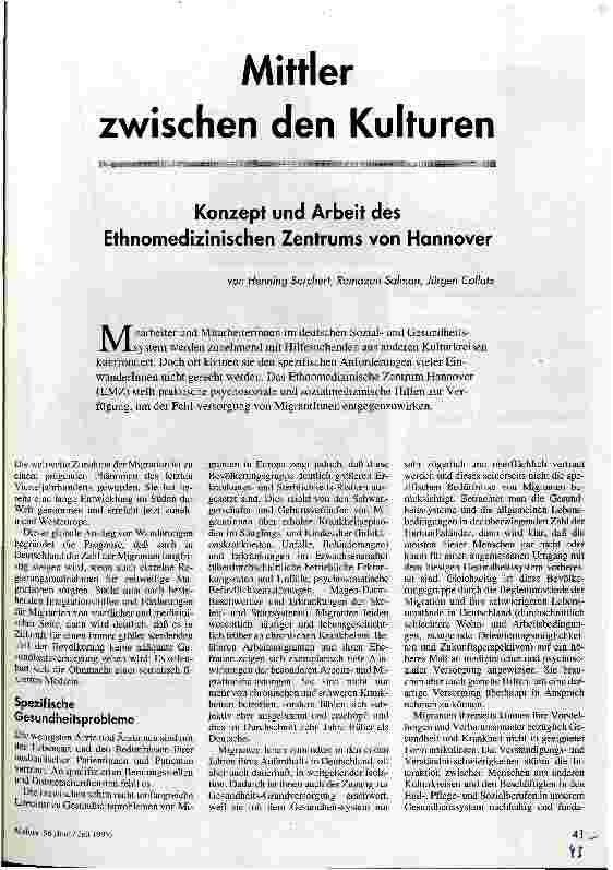 Mittler zwischen den Kulturen Konzept und Arbeit des Ethnomedizinischen Zentrums von Hannover