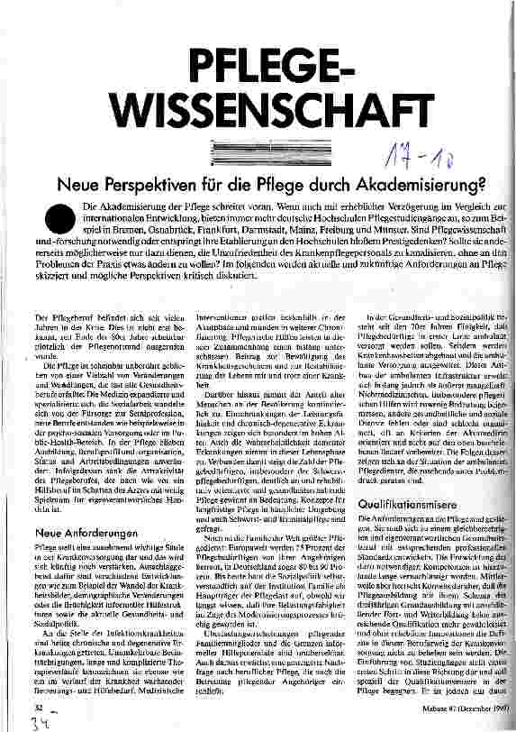 Pflegewissenschaft Neue Perspektiven für die Pflege durch Akademisierung?