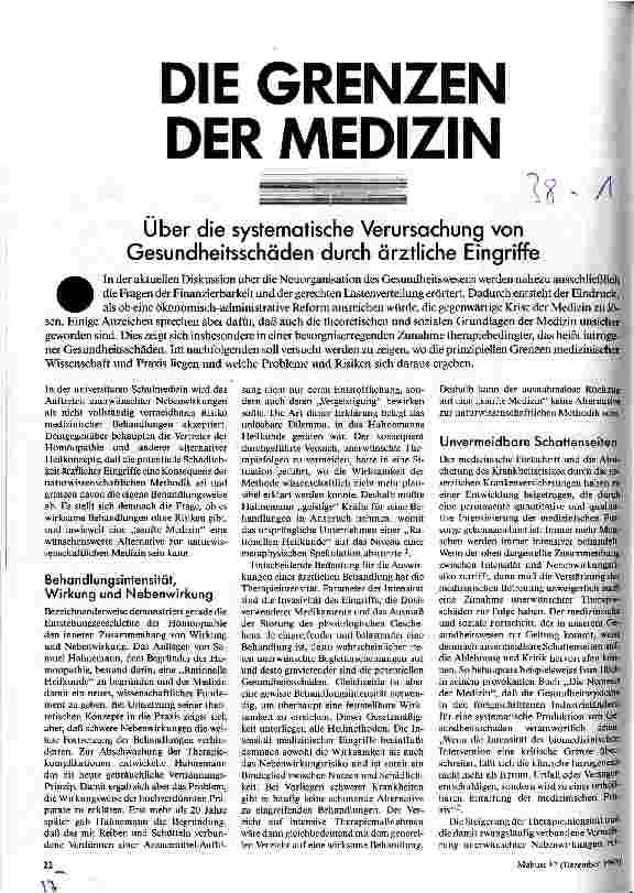 Die Grenzen der Medizin Über die systematische Verursachung von Gesundheitsschäden durch ärztliche Eingriffe