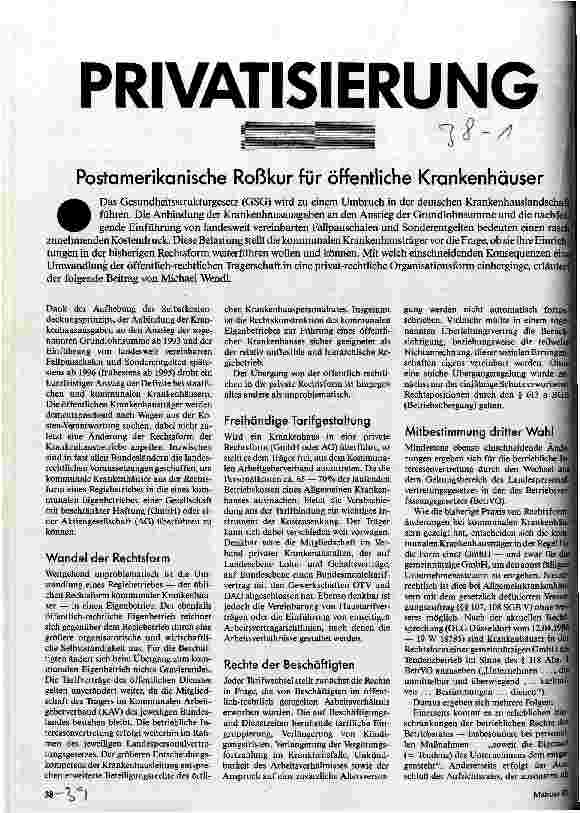 Privatisierung Postamerikanische Roßkur für öffentliche Krankenhäuser