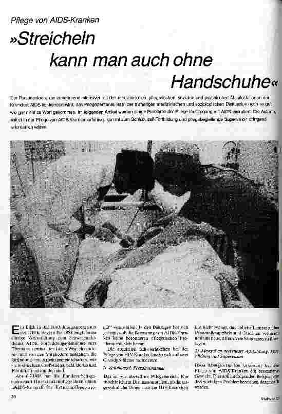 Pflege von AIDS-Kranken Streicheln kann man auch ohne Handschuhe