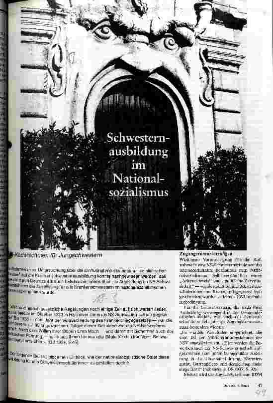 Schwesternausbildung im Nationalsozialismus Kaderschulen für Jungschwestern