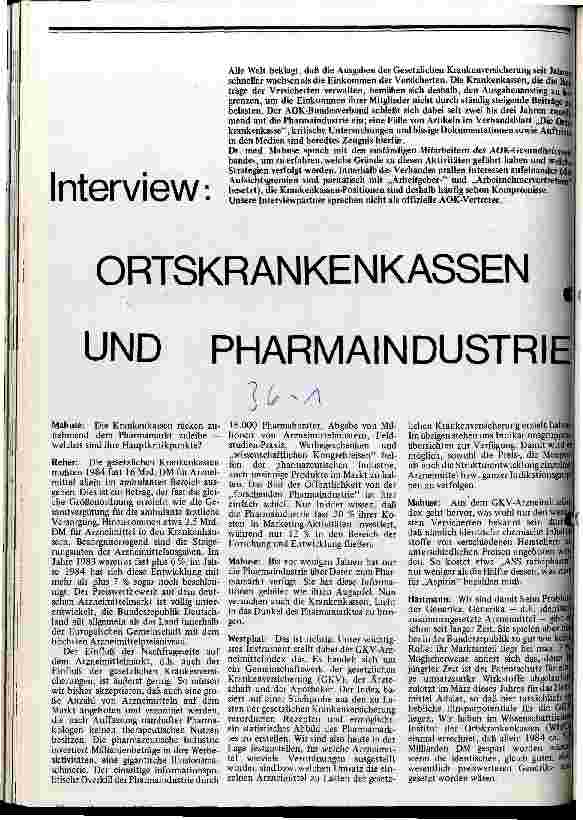 Ortskrankenkassen und Pharmaindustrie