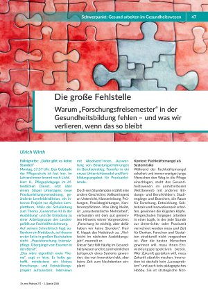 [doc_571710] Die große Fehlstelle Warum „Forschungsfreisemester“ in der Gesundheitsbildung fehlen – und was wir verlieren, wenn das so bleibt