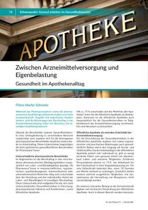 Zwischen Arzneimittelversorgung und Eigenbelastung Gesundheit im Apothekenalltag