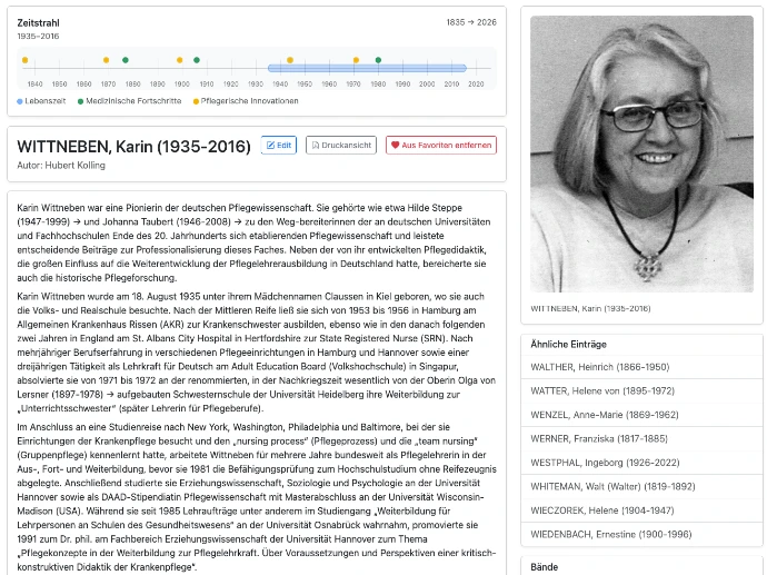 [biolex_online] Online-Datenbank: Biographisches Lexikon der Pflegegeschichte