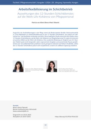 [doc_572029] Arbeitsflexibilisierung im Schichtbetrieb Auswirkungen des 12-Stunden-Schichtdienstes auf die Work-Life-Kohärenz von Pflegepersonal