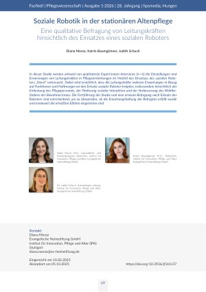 [doc_572026] Soziale Robotik in der stationären Altenpflege Eine qualitative Befragung von Leitungskräften hinsichtlich des Einsatzes eines sozialen Roboters