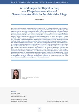Auswirkungen der Digitalisierung von Pflegedokumentation auf Generationenkonflikte im Berufsfeld der Pflege