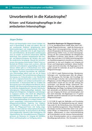 [doc_582243] Unvorbereitet in die Katastrophe? Krisenund Katastrophenpflege in der ambulanten Intensivpflege