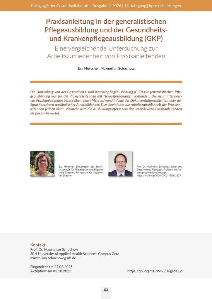 [doc_588853] Praxisanleitung in der generalistischen Pflegeausbildung und der Gesundheits- und Krankenpflegeausbildung (GKP)