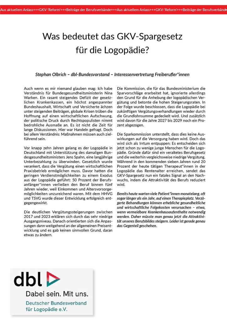 [doc_772498] Was bedeutet das GKV-Spargesetz für die Logopädie? – Zeitschrift für alle Gesundheitsberufe