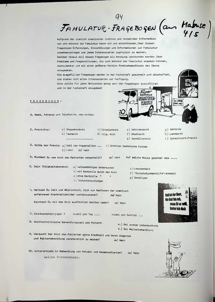 [doc_772897] Fragebogen zur Famulatur – Zeitschrift für alle Gesundheitsberufe