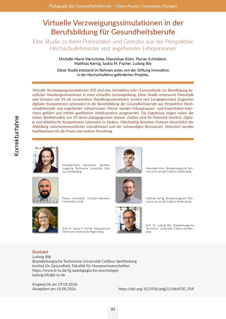[doc_773897] Virtuelle Verzweigungssimulationen in der Berufsbildung für Gesundheitsberufe: Eine Studie zu ihren Potenzialen und Grenzen aus der Perspektive Hochschullehrender und angehender Lehrpersonen