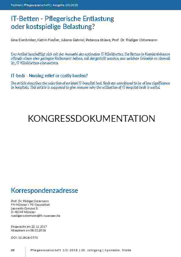 IT-Betten - Pflegerische Entlastung oder kostspielige Belastung?