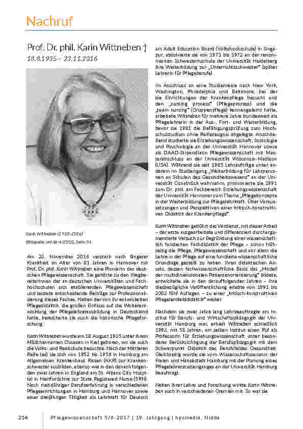 Nachruf: Karin Wittneben